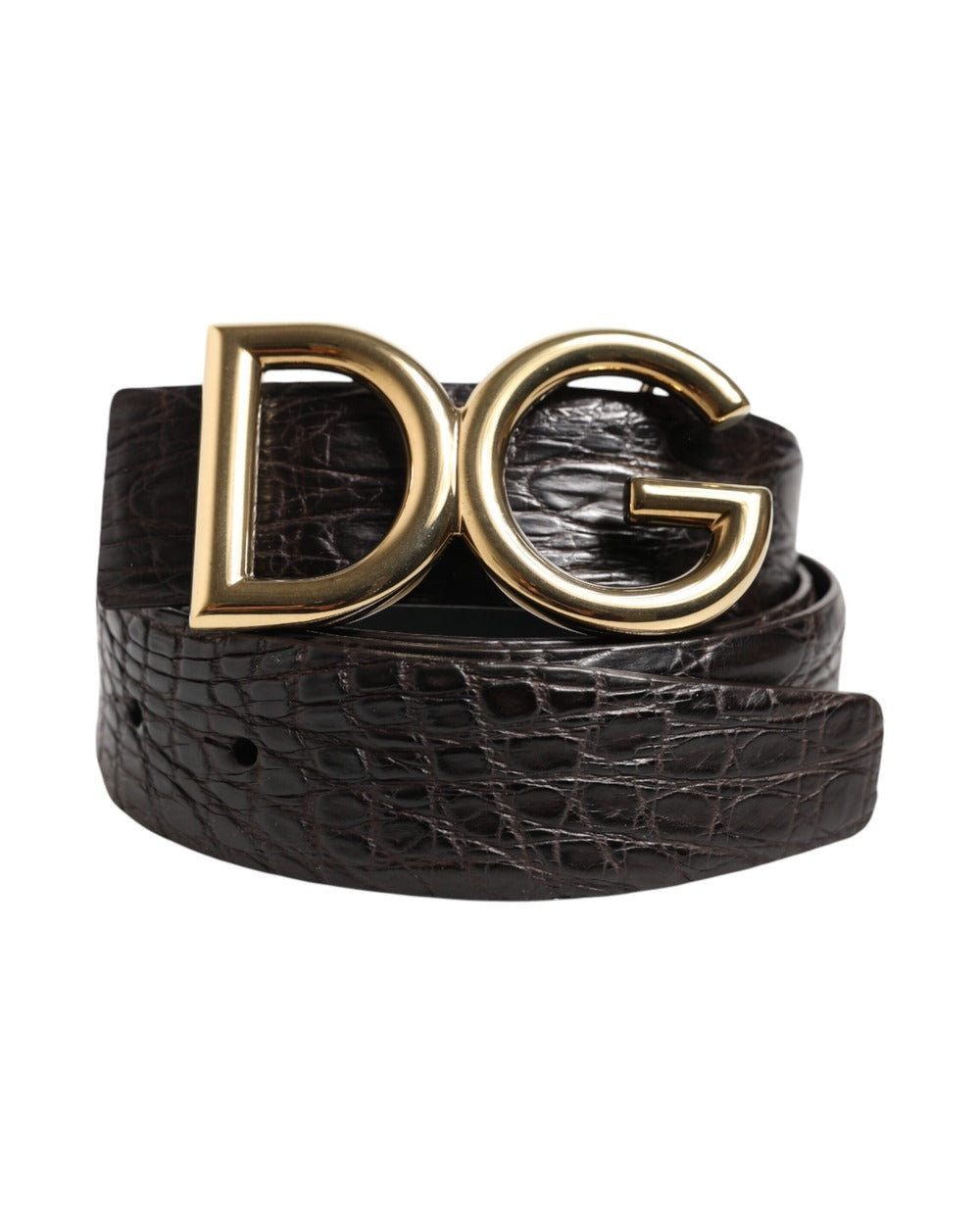Dolce & Gabbana Black Exotic Leather DG Logo Buckle Belt