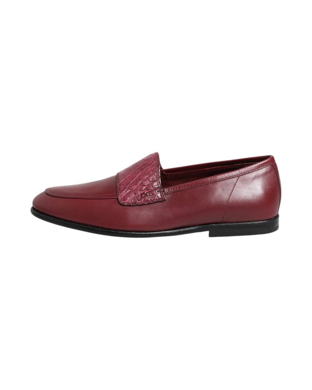 Dolce & Gabbana Burgundy Leather Formal Slip On Shoes