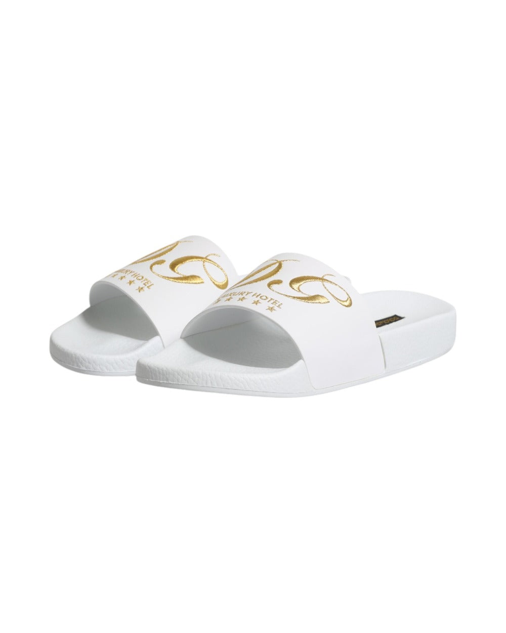 Dolce & Gabbana White Leather Slides Sandals Beachwear Shoes