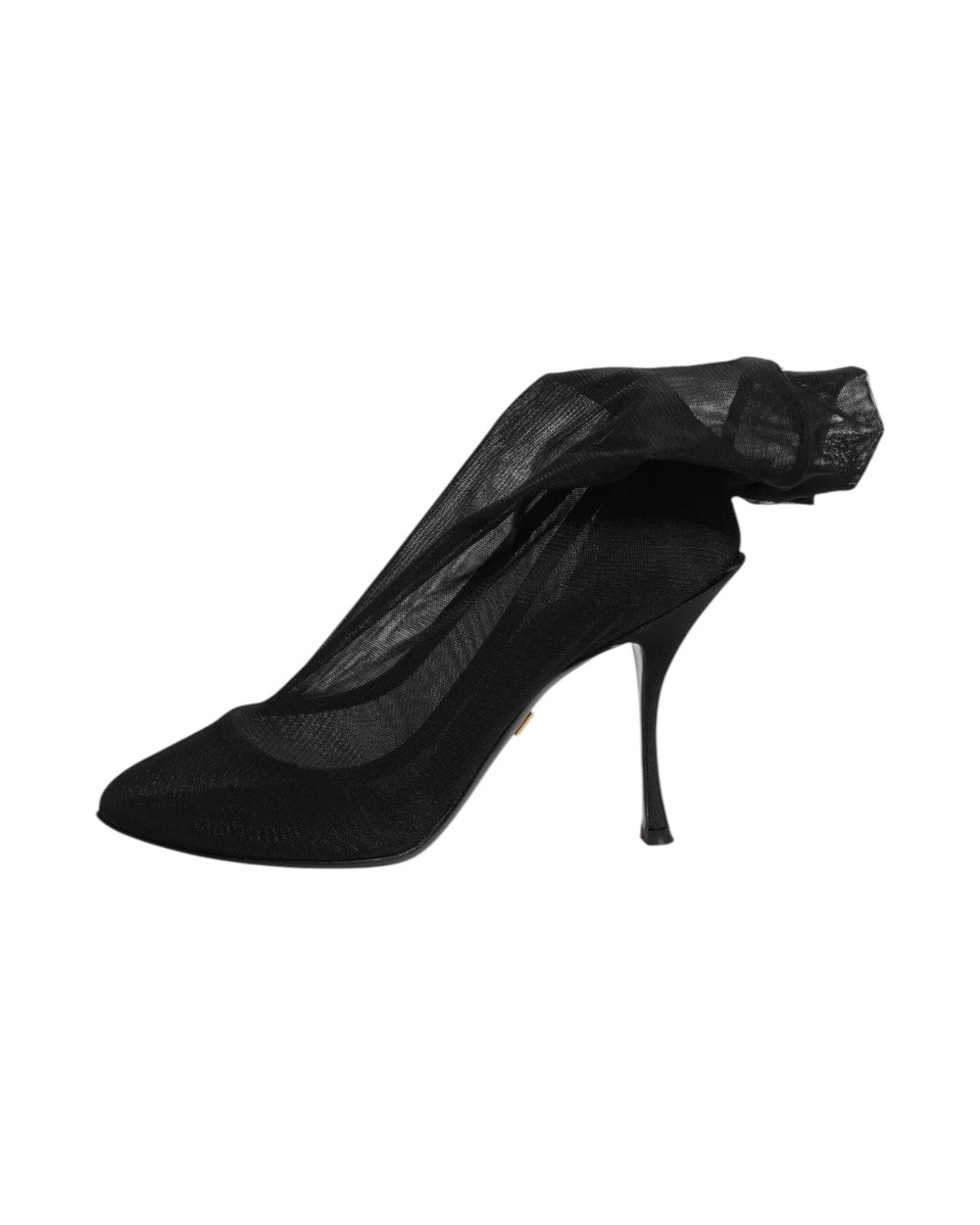 Dolce & Gabbana Black Silk Stretch Mesh Sock Boots Shoes