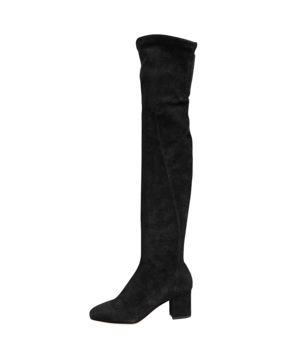 Dolce & Gabbana Black Suede Leather Knee High Boots Shoes