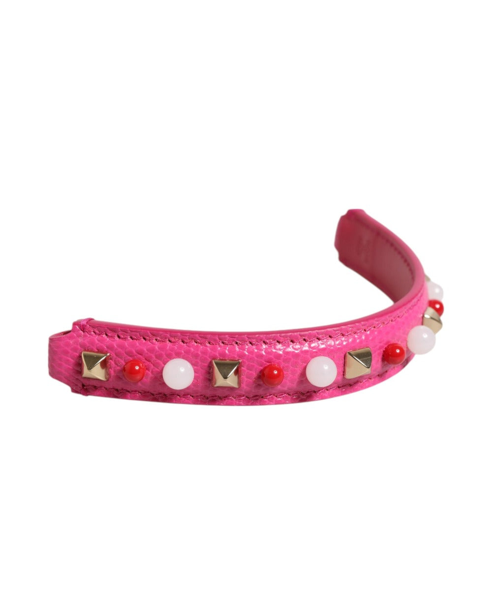 Dolce & Gabbana Pink Embellished Leather Bag Handle Women Shoulder Strap