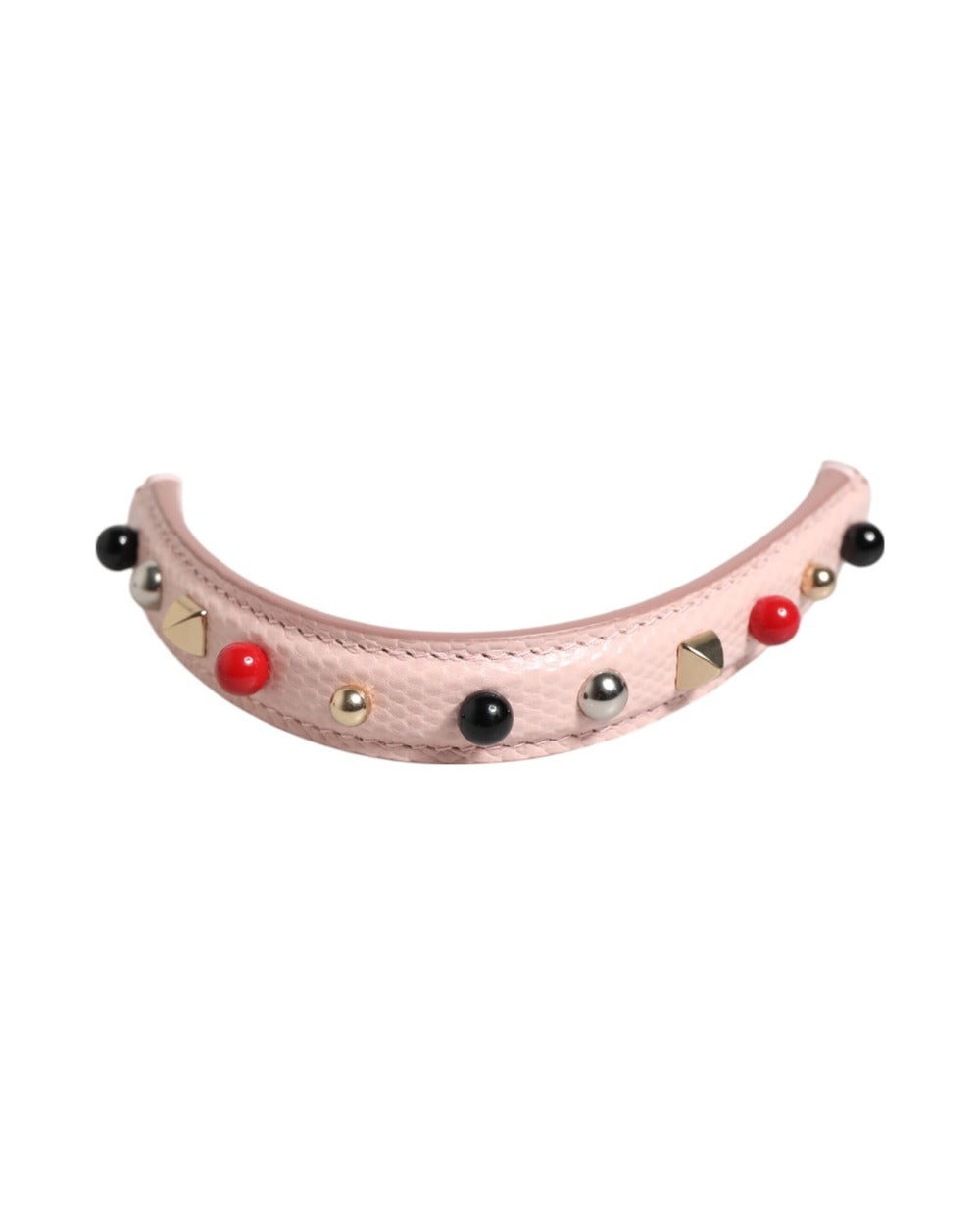 Dolce & Gabbana Light Pink Embellished Leather Bag Handle Shoulder Strap