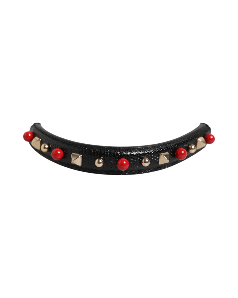 Dolce & Gabbana Black Embellished Leather Bag Handle Women Shoulder Strap