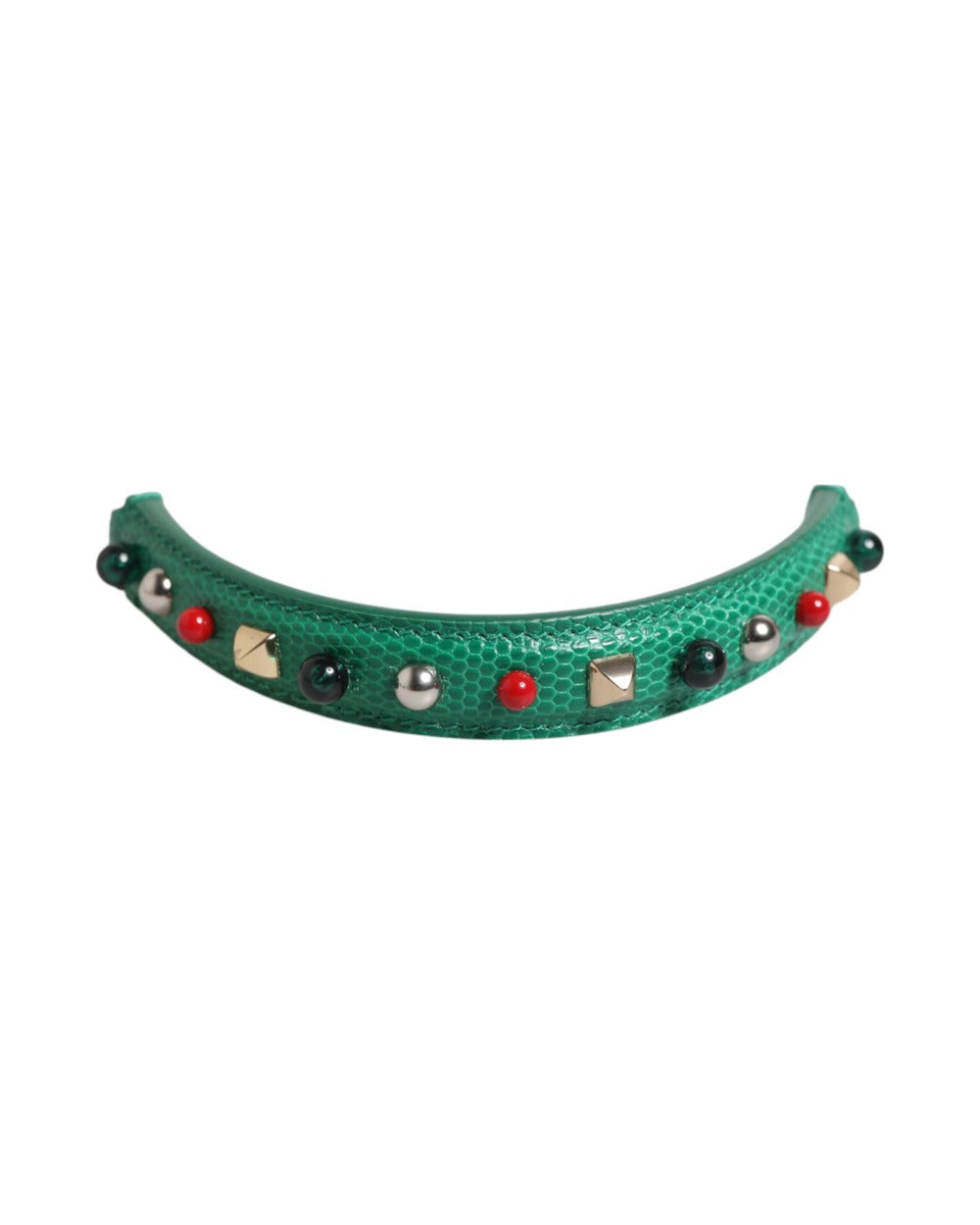 Dolce & Gabbana Green Embellished Leather Bag Handle Women Shoulder Strap