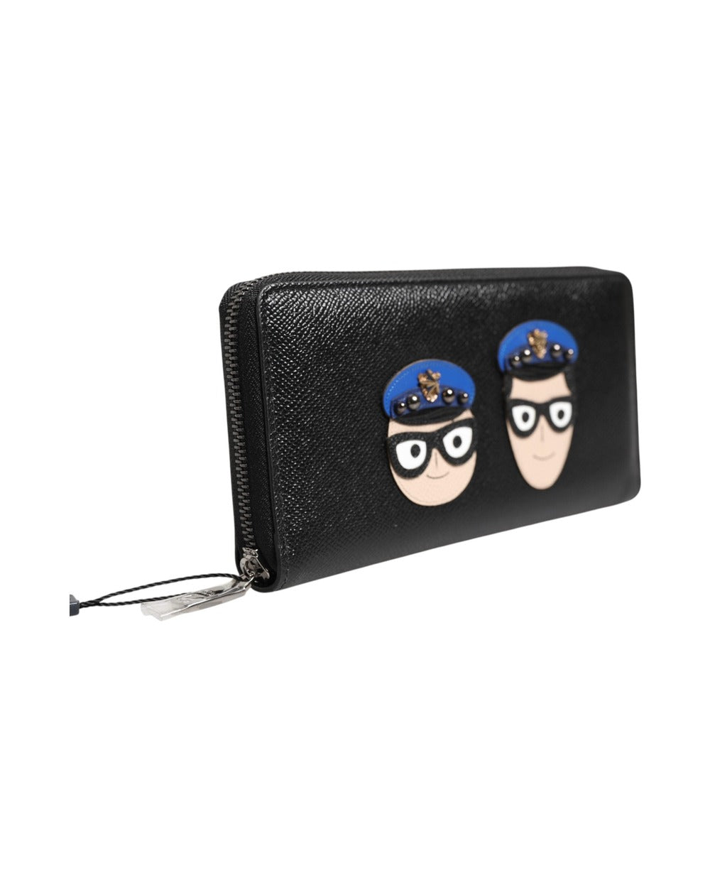 Dolce & Gabbana Black Leather #DGFAMILY Zipper Continental Mens Wallet