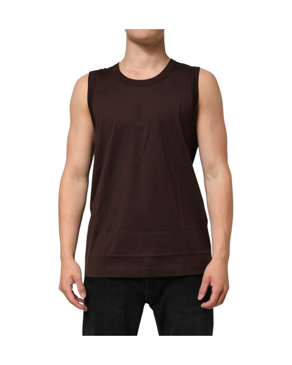 Dolce & Gabbana Brown Cotton Sleeveless Underwear Men Tank Top