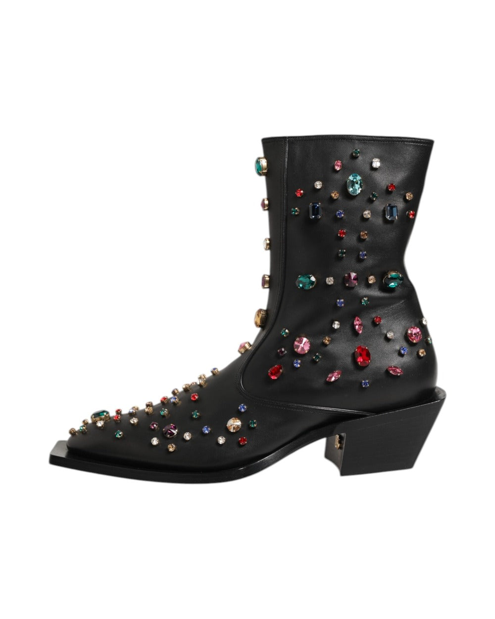 Dolce & Gabbana Black Crystal Embellished Men Short Boots Shoes