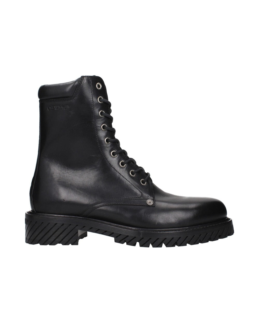 Off-White Black Leather Ankle Boots
