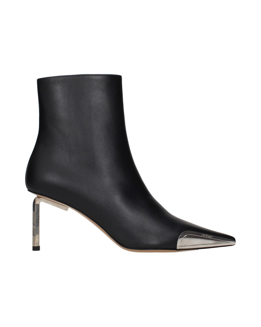 Off-White Black Leather Ankle Boots