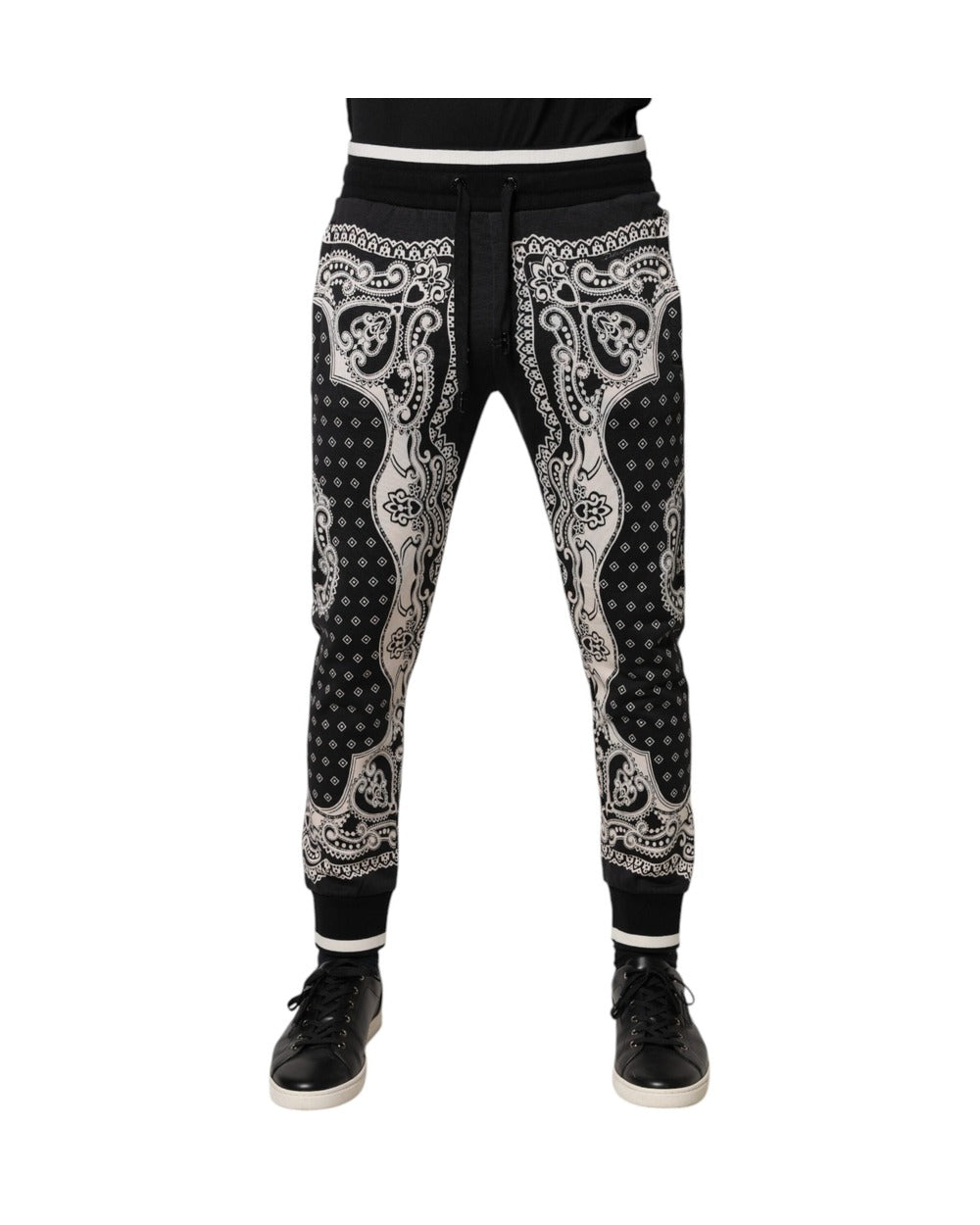 Dolce & Gabbana Black Cotton Bandana Jogger Sweatpants Pants