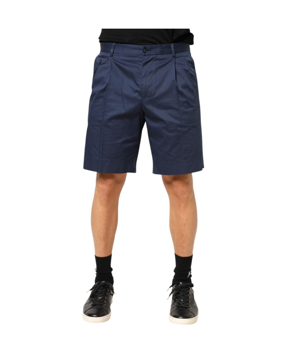 Dolce & Gabbana Blue Cotton Stretch Mid Waist Bermuda Shorts