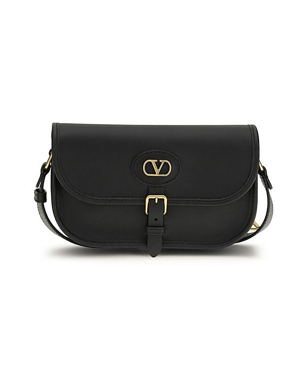 Valentino Garavani Black Calf Leather Bos Taurus Shoulder Bag