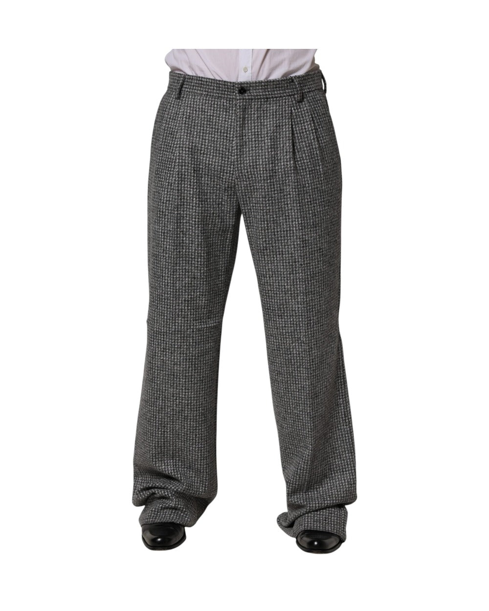 Dolce & Gabbana Gray Houndstooth Straight Dress Trouser Pants