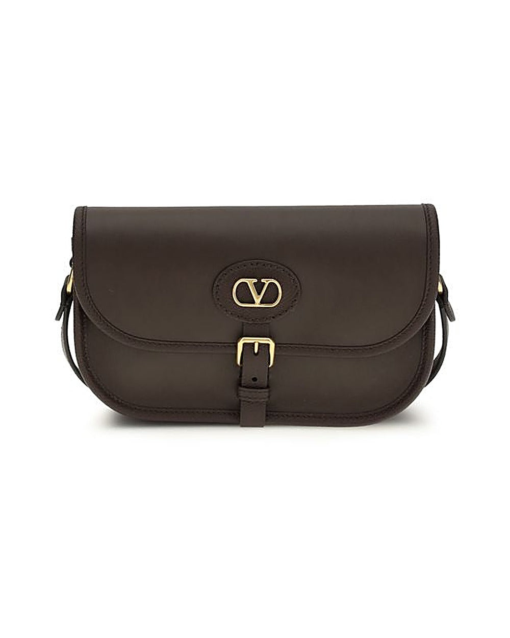 Valentino Garavani Brown Calf Leather Bos Taurus Shoulder Bag