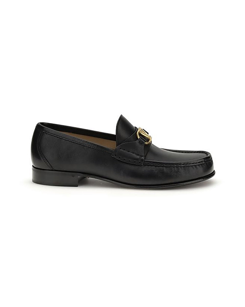 Valentino Garavani Black Calf Leather Bos Taurus Slip-On Loafers