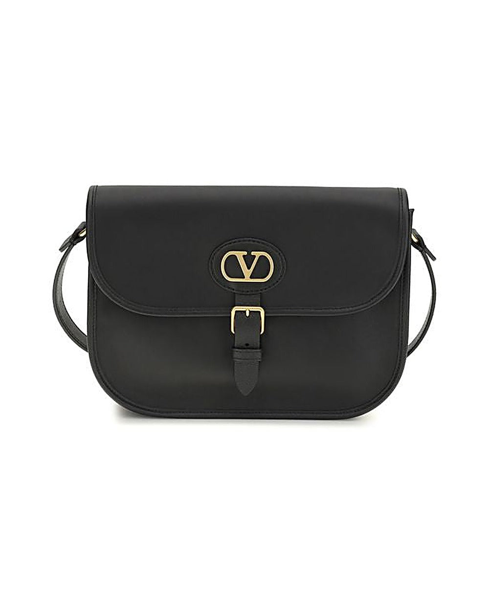 Valentino Garavani Black Calf Leather Bos Taurus Shoulder Bag