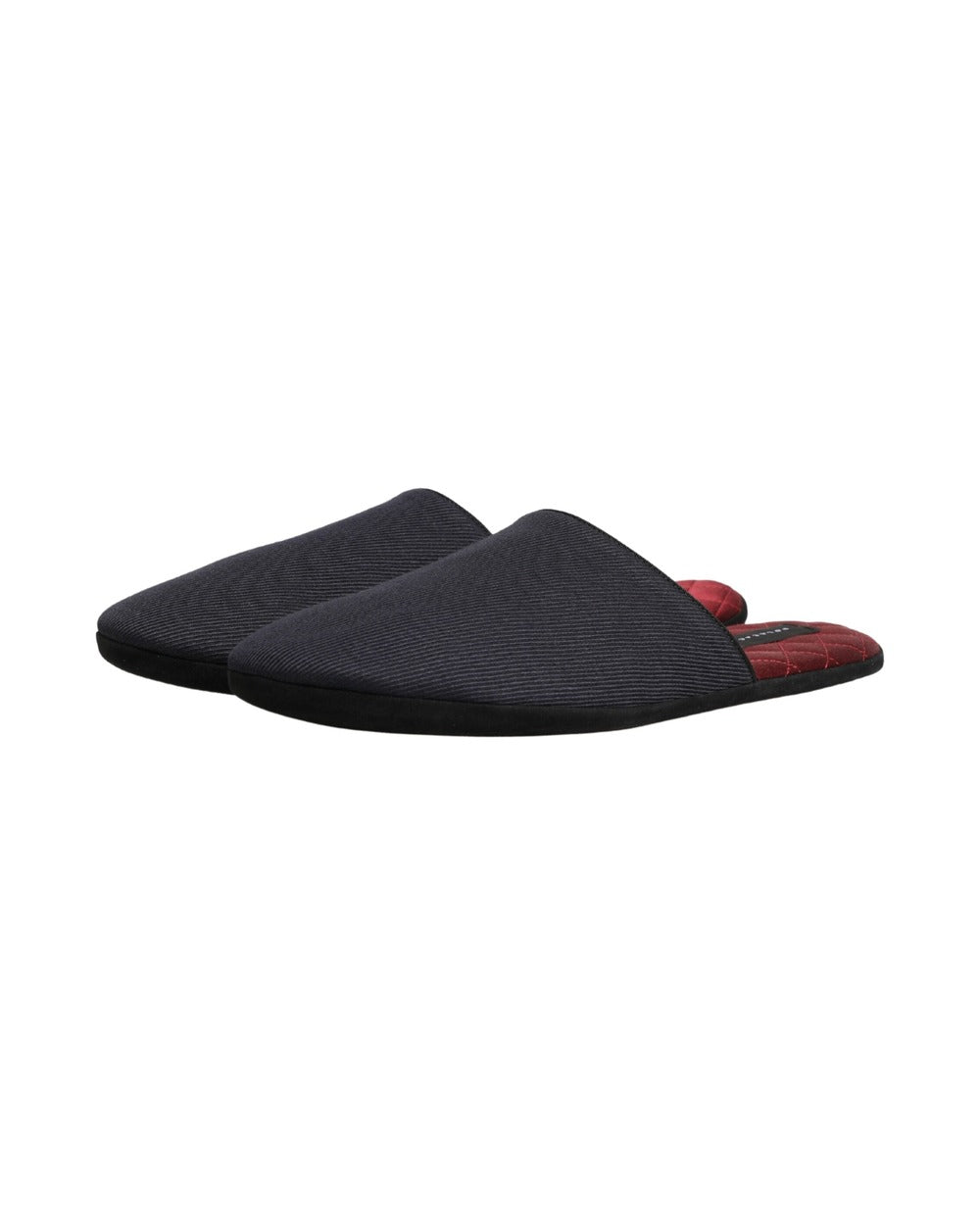Dolce & Gabbana Dark Navy Wool Cotton Red Chevron Slippers Shoes