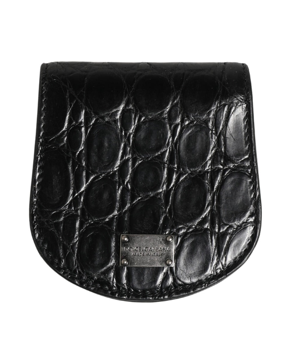 Dolce & Gabbana Black Exotic Skin Condom Case Holder Pocket Wallet