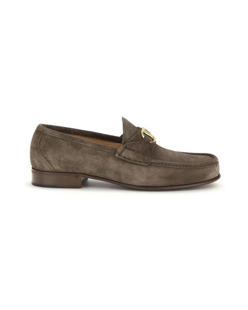 Valentino Garavani Brown Calf Leather Bos Taurus Slip-On Loafers