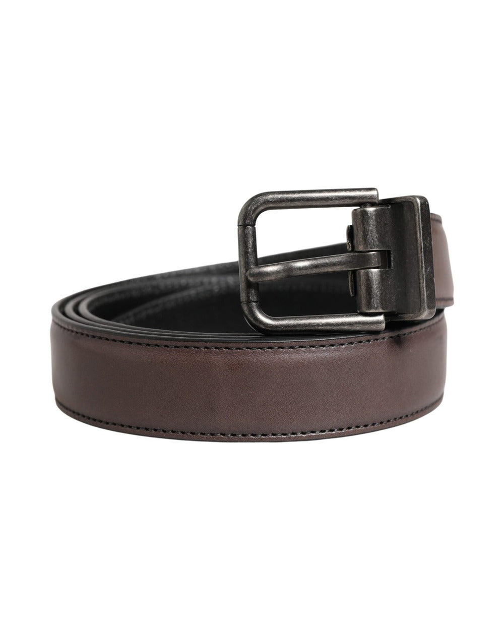 Dolce & Gabbana Men Brown Classic Leather Metal Buckle Belt