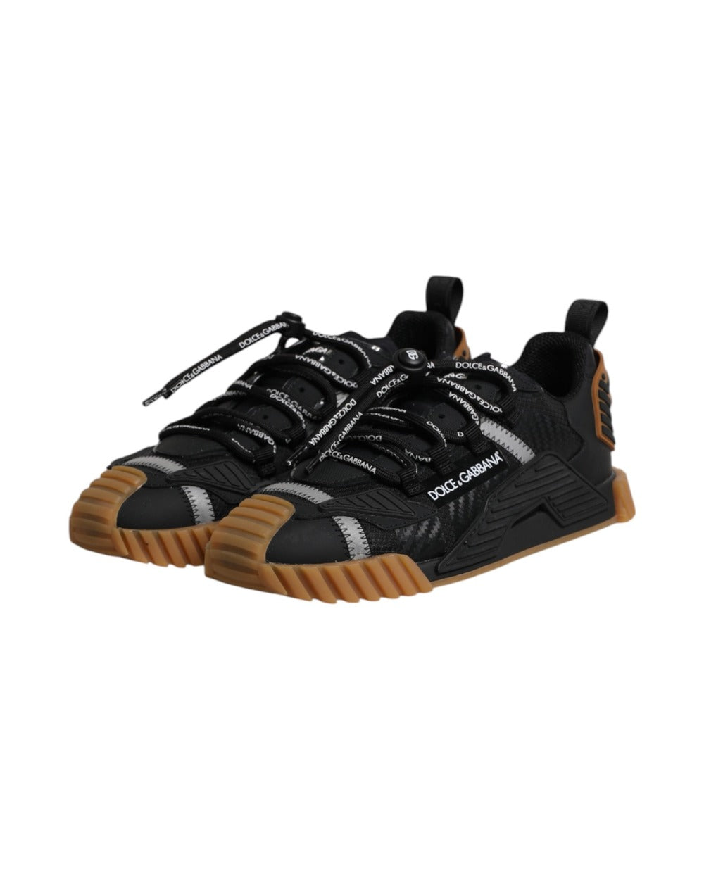 Dolce & Gabbana Black Logo Lace Up Low Top NS1 Sneakers Shoes