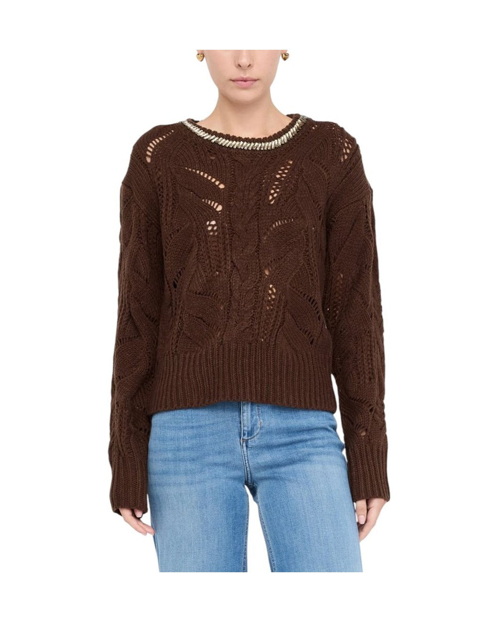 Liu Jo Brown Marabou Sweatshirt