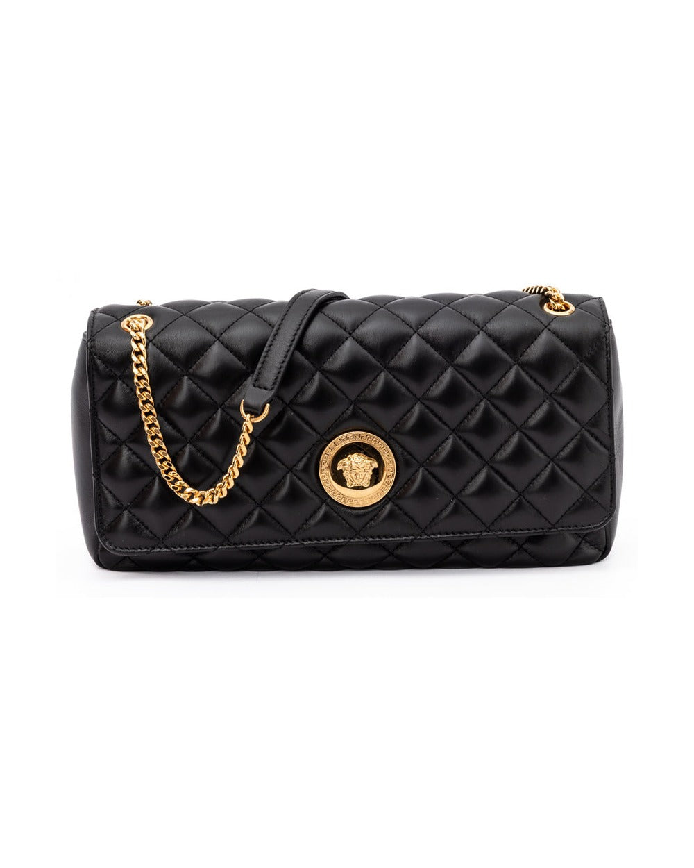 Versace Black Quilted Leather Shoulder Strap Bag
