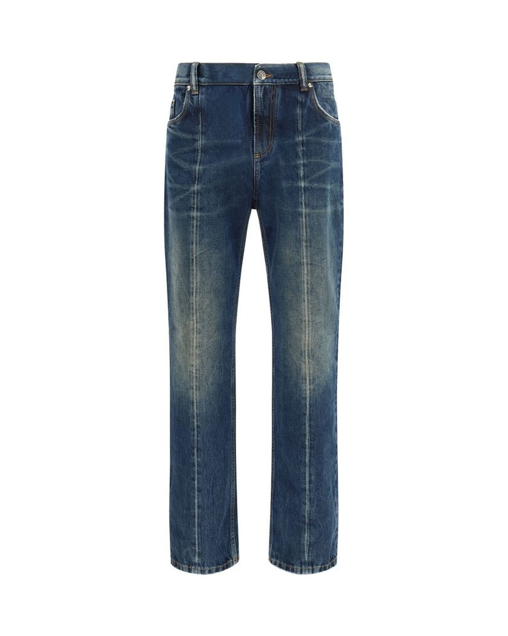 Versace Blue Cotton Straight-Leg Jeans