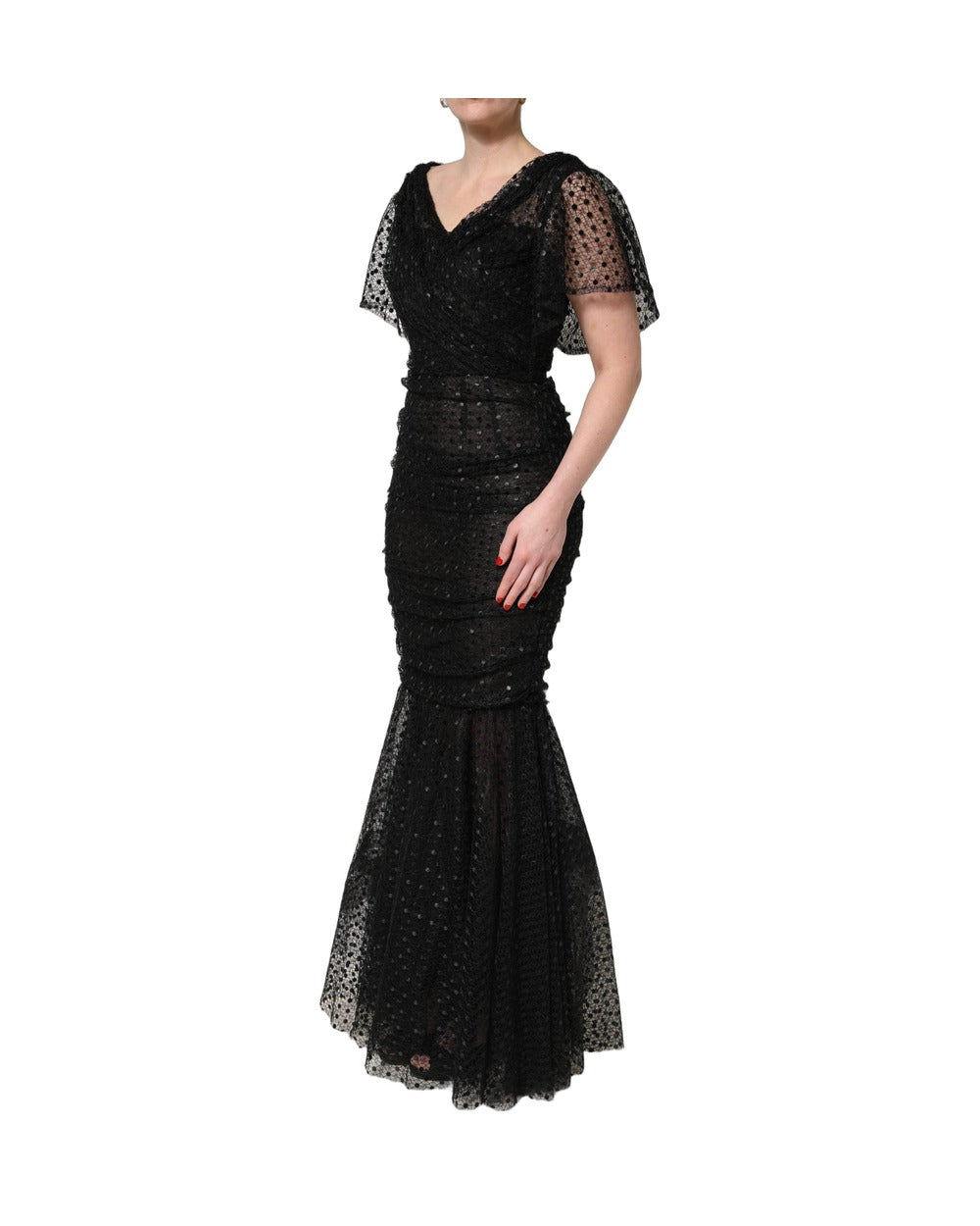 Dolce & Gabbana Black Sequinned Mermaid Evening Gown Dress