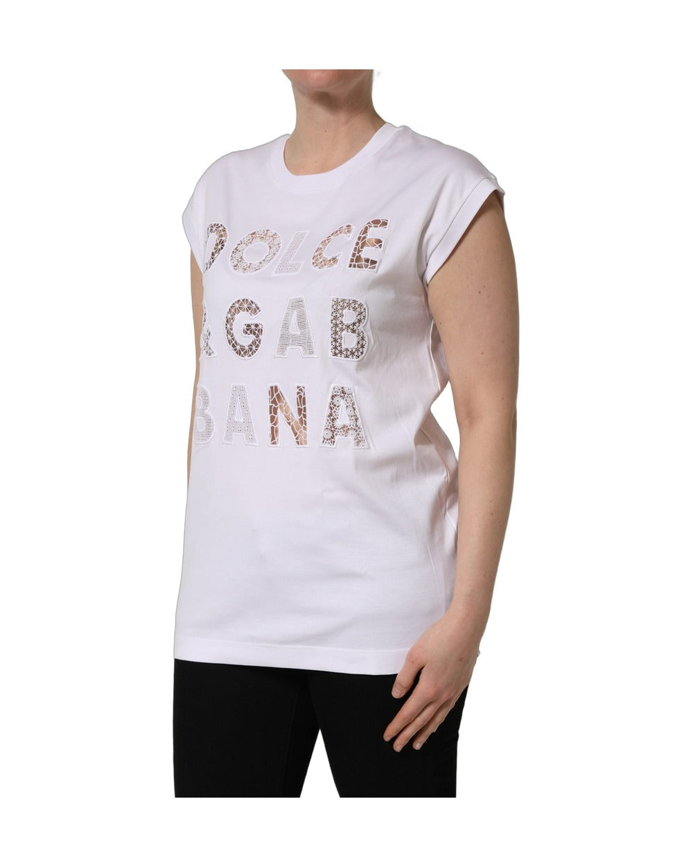 Dolce & Gabbana White Logo Round Neck Sleeveless T-shirt