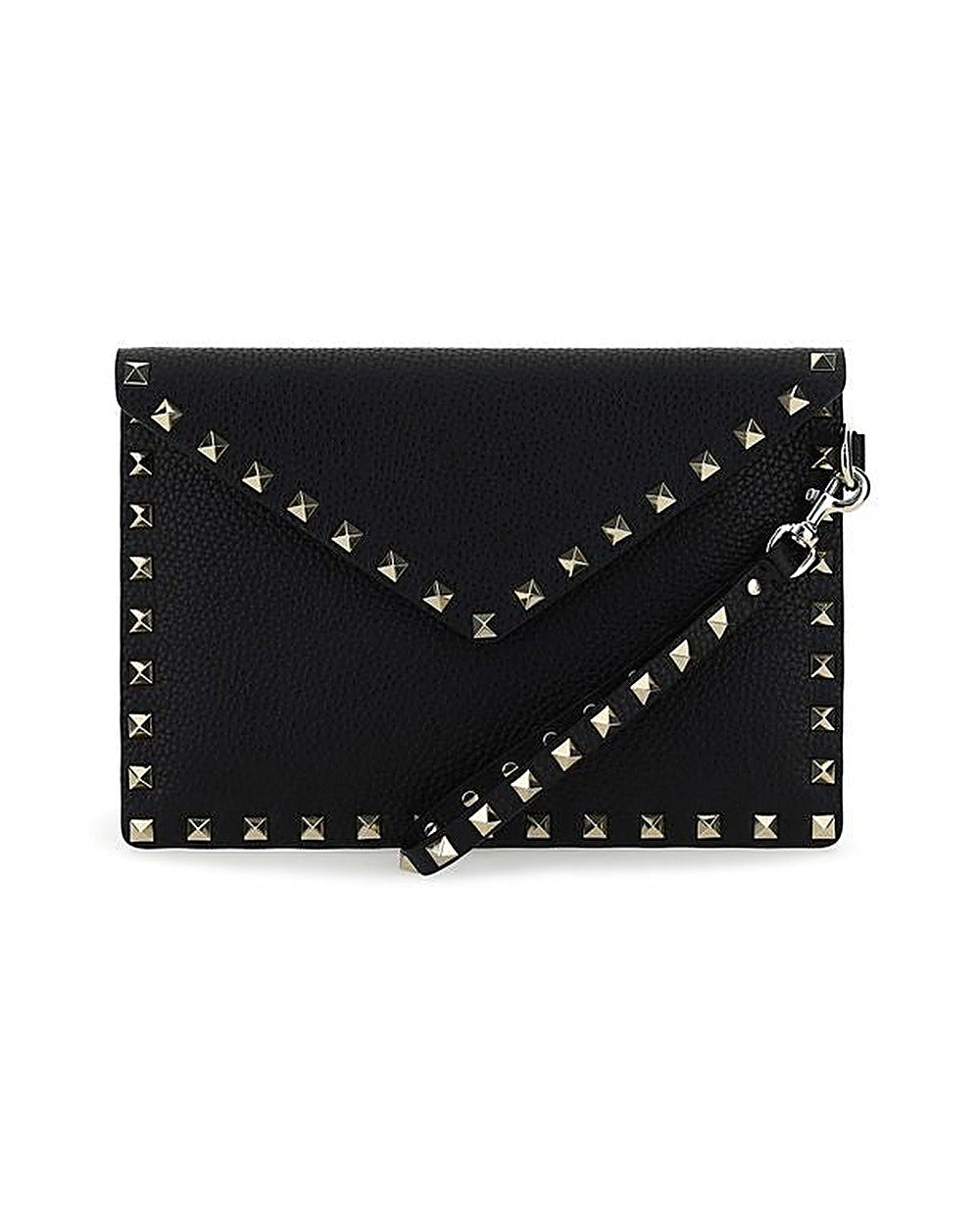 Valentino Garavani Black Calf Leather Bos Taurus Clutch Bag