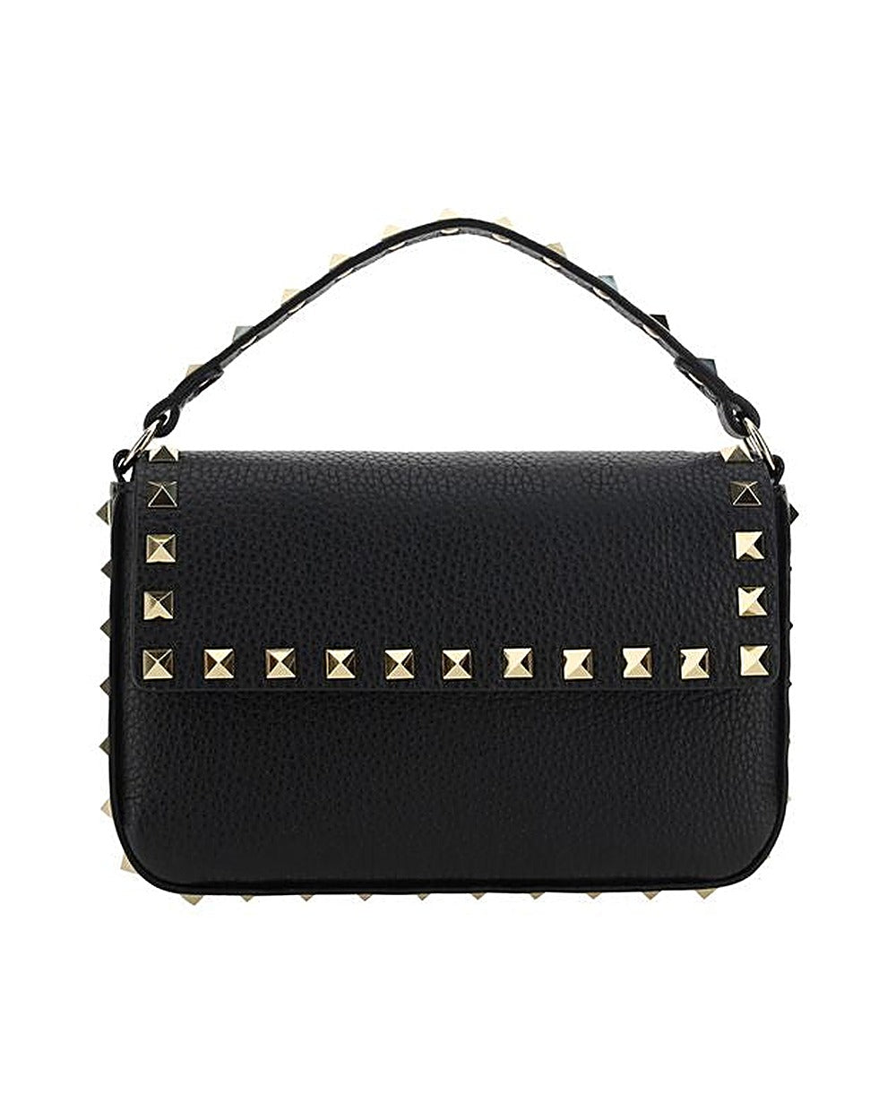 Valentino Garavani Black Calf Leather Bos Taurus Shoulder Bag