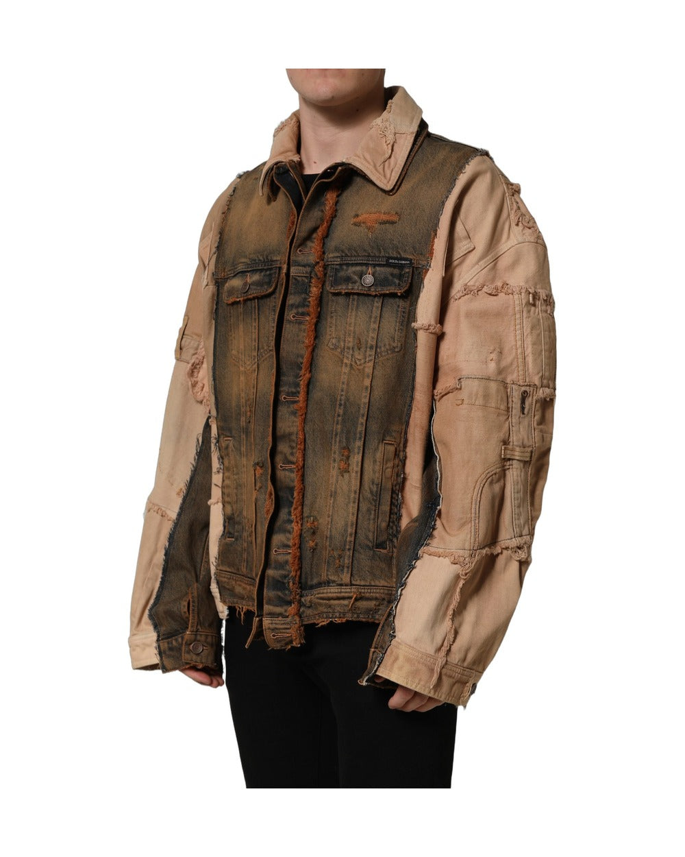 Dolce & Gabbana Multicolor Raw Cut Panelled Denim Men Jacket