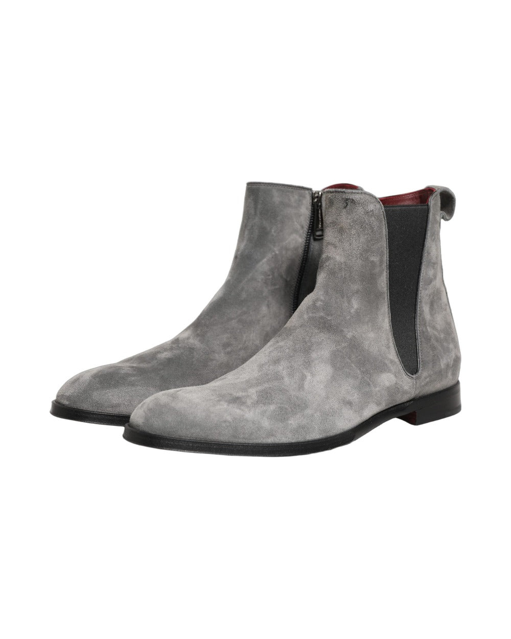 Dolce & Gabbana Gray Suede Leather Chelsea Boots Shoes