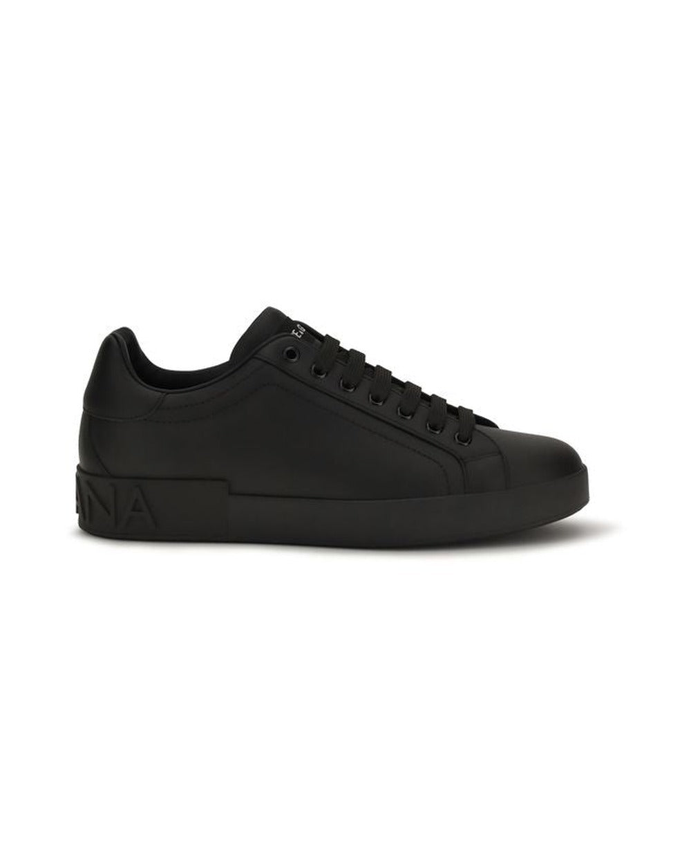 Dolce & Gabbana Black Calf Leather Bos Taurus Low Top Sneakers
