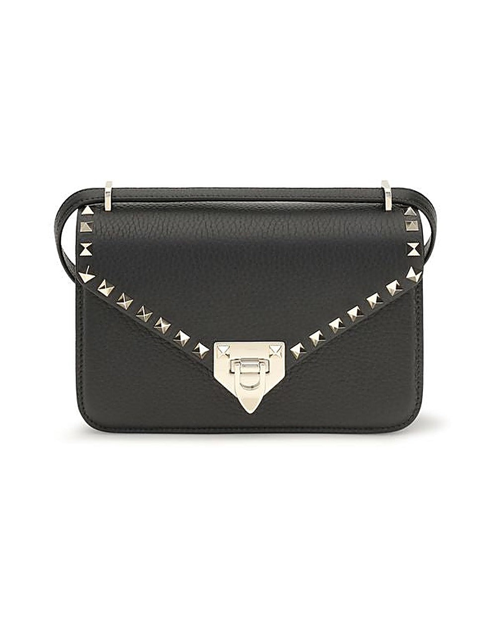 Valentino Garavani Black Calf Leather Bos Taurus Shoulder Bag