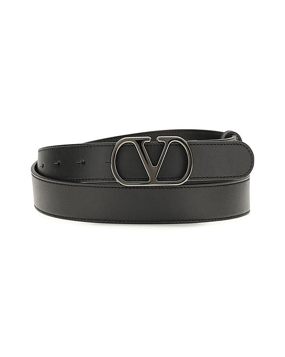 Valentino Garavani Black Calf Leather Bos Taurus Regular Belt
