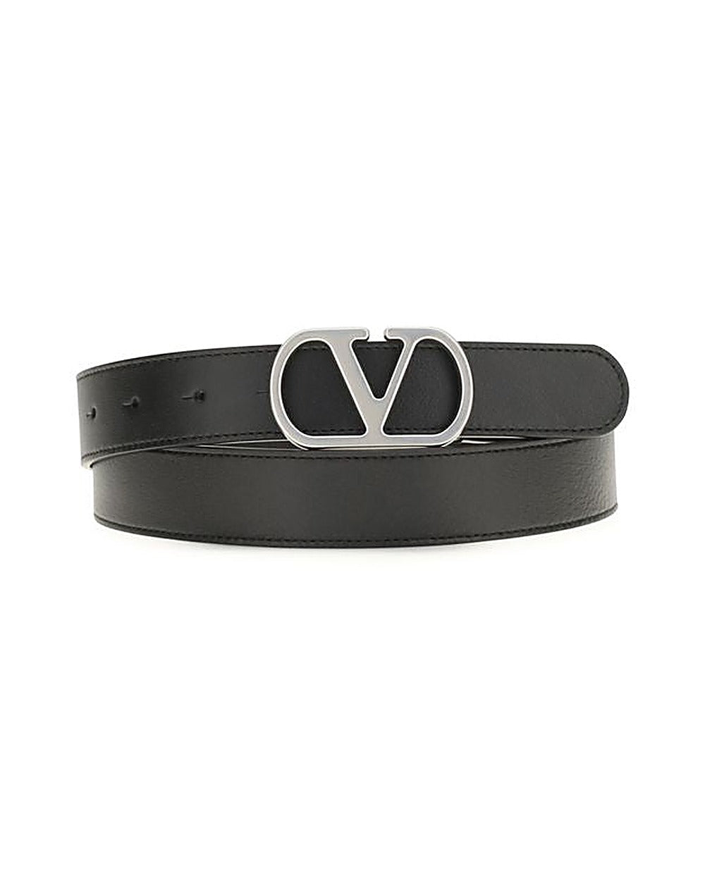 Valentino Garavani Black Calf Leather Bos Taurus Regular Belt