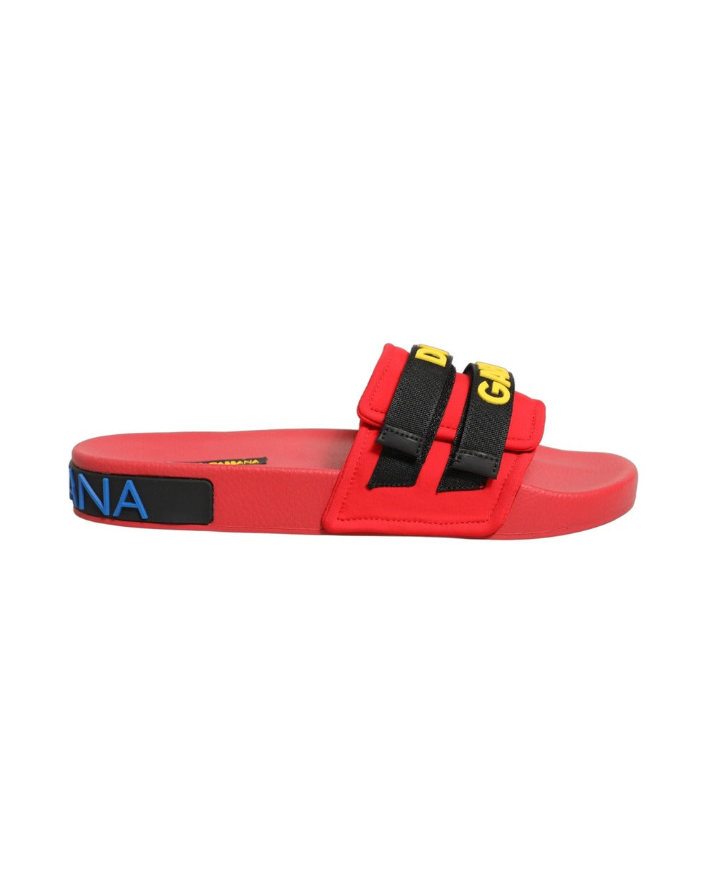 Dolce & Gabbana Red Neoprene Slides Flats Beachwear Shoes