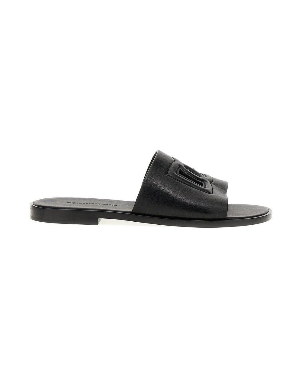 Dolce & Gabbana Black Leather Slides