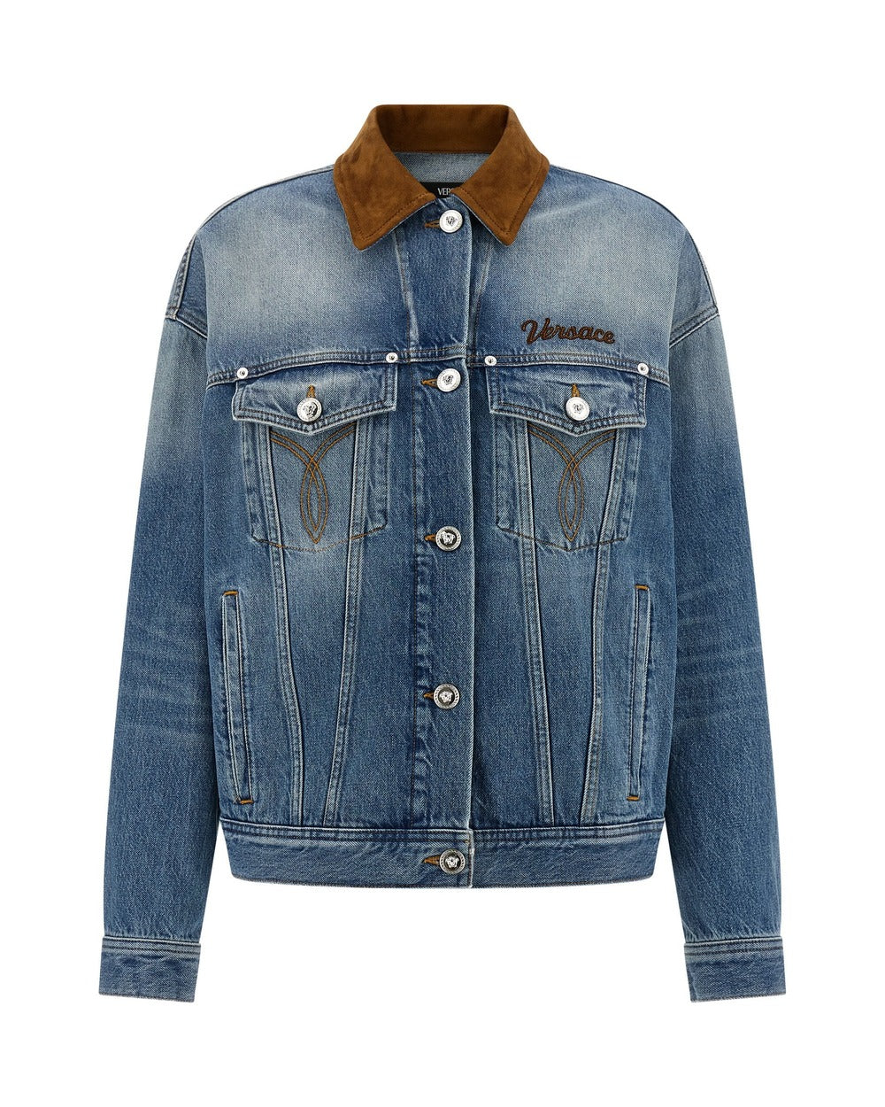 Versace Blue Cotton Denim Jacket