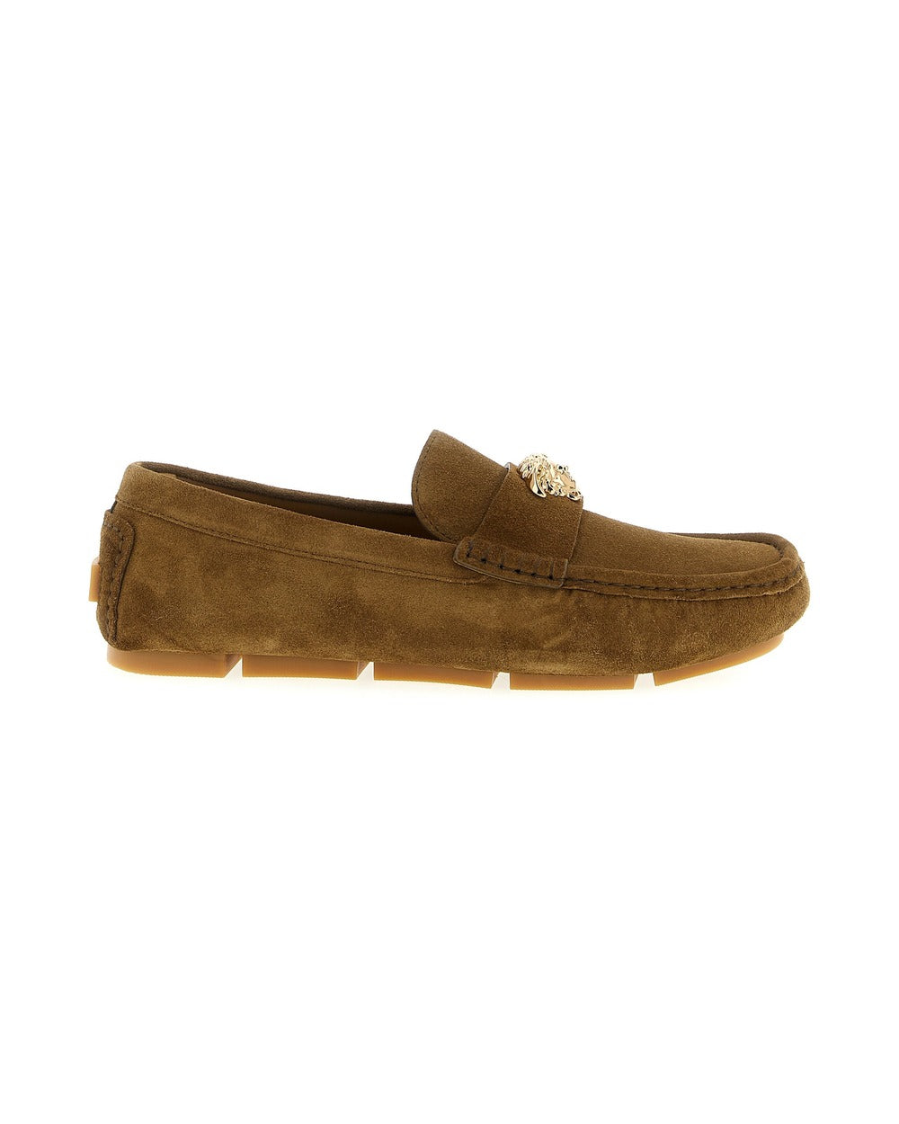 Versace Brown Calfskin Slip-On Loafers