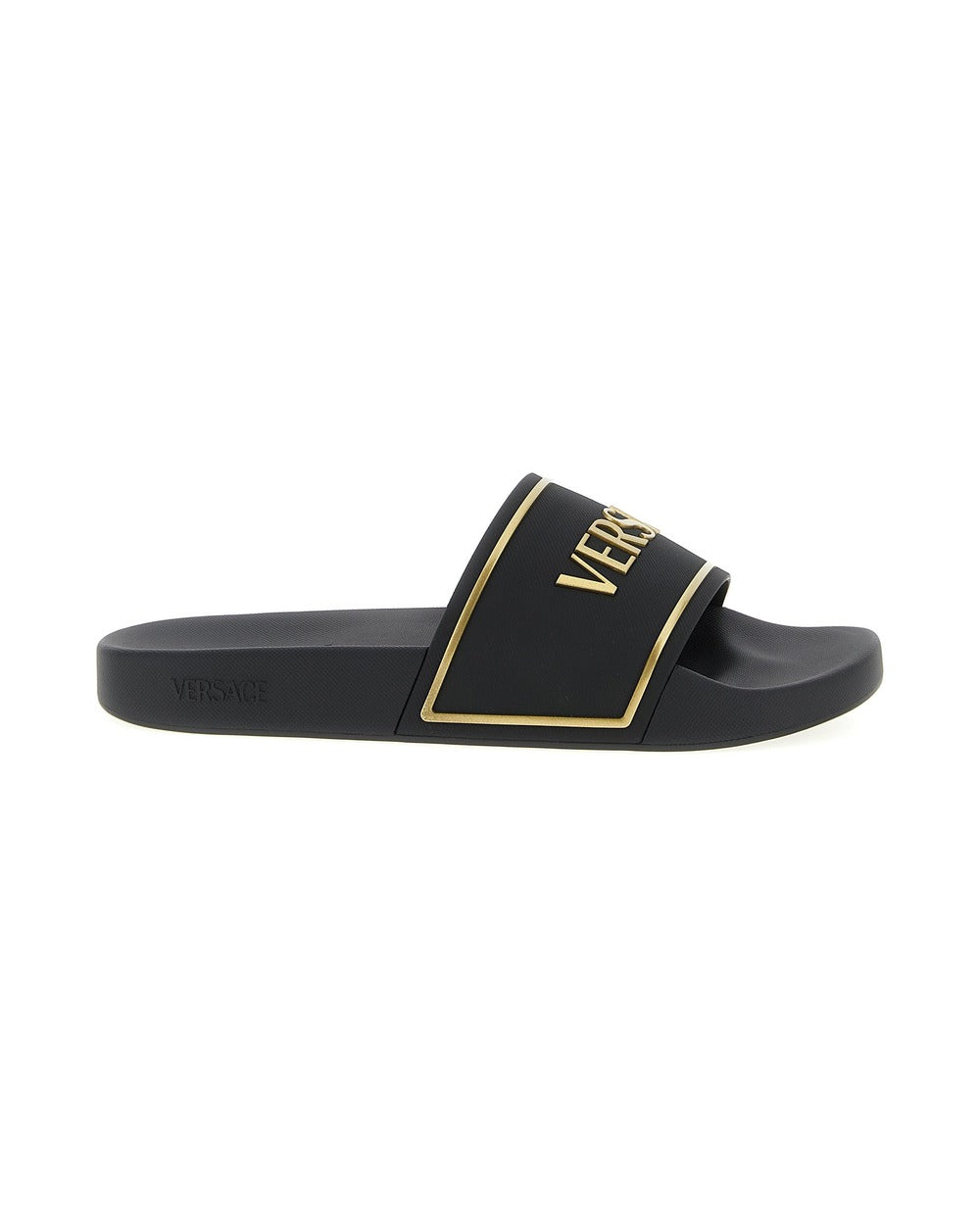 Versace Black Polyurethane Slides