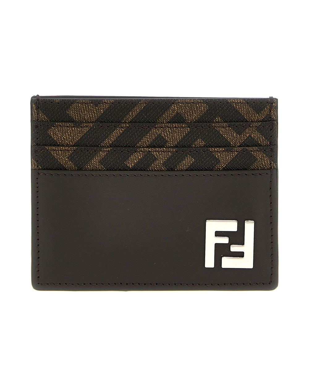 Fendi Brown Calf Leather Bos Taurus Cardholder