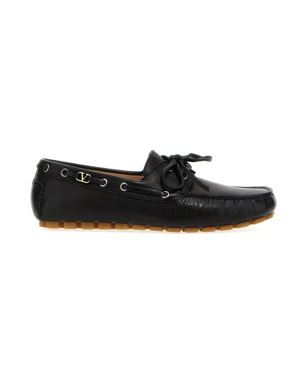 Valentino Garavani Black Buffalo Leather Slip-On Loafers