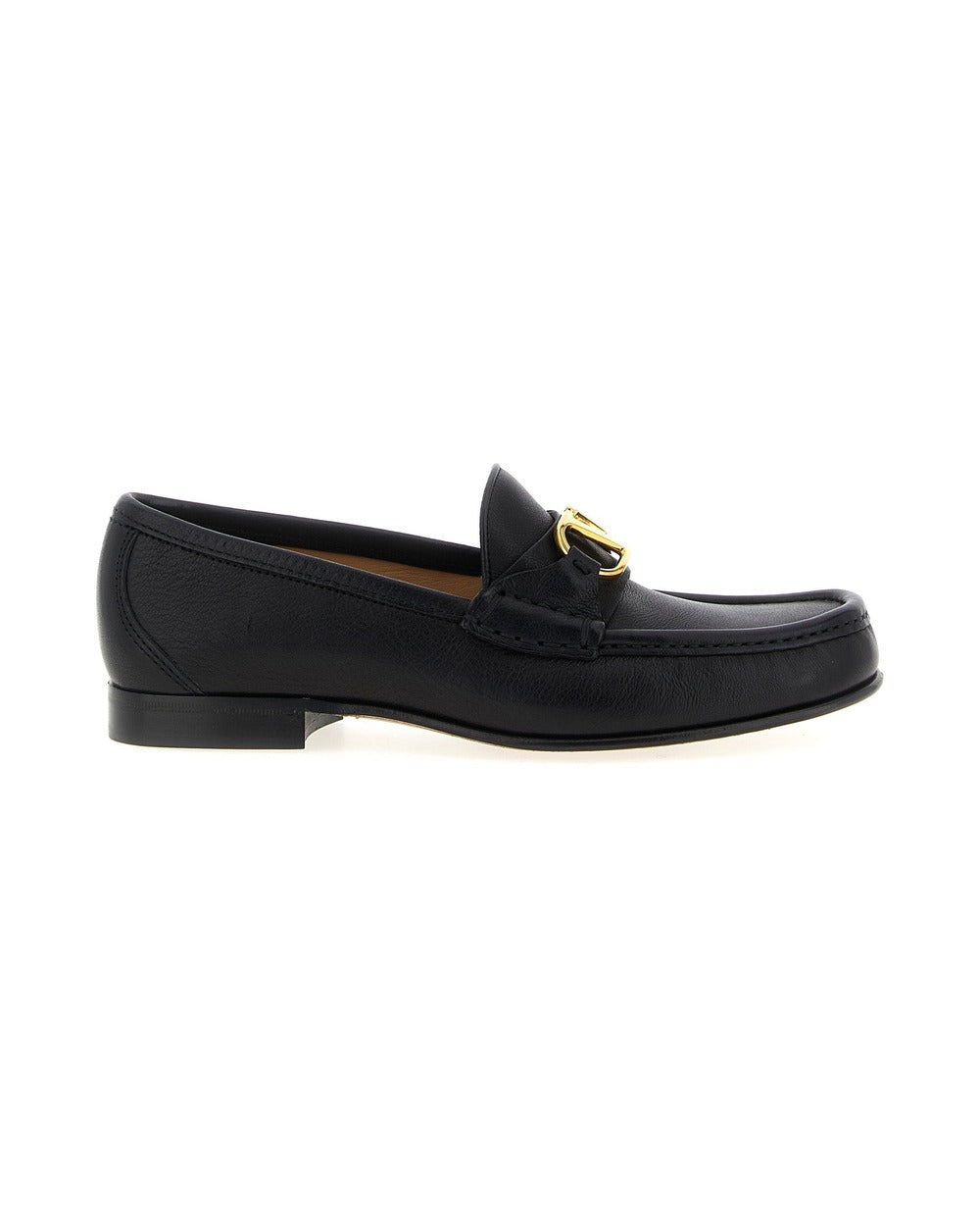 Valentino Garavani Black Buffalo Leather Slip-On Loafers