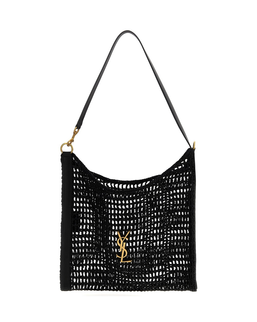 Saint Laurent Black Raffia Shoulder Bag