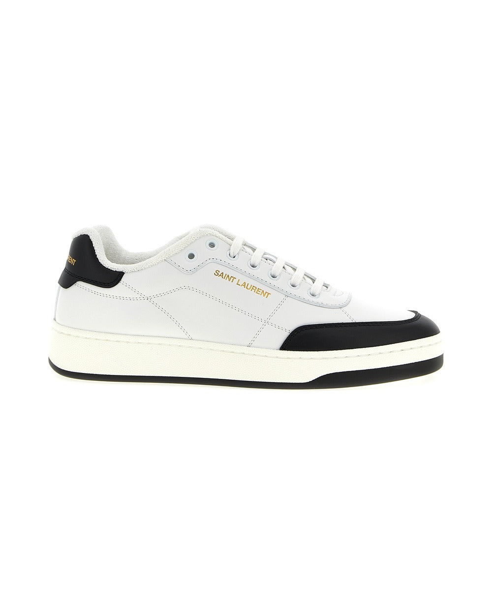 Saint Laurent Bicolor Calfskin Low Top Sneakers