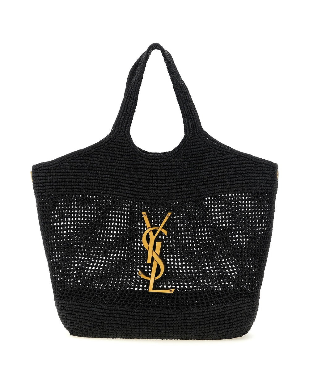 Saint Laurent Black Raffia Tote Bag